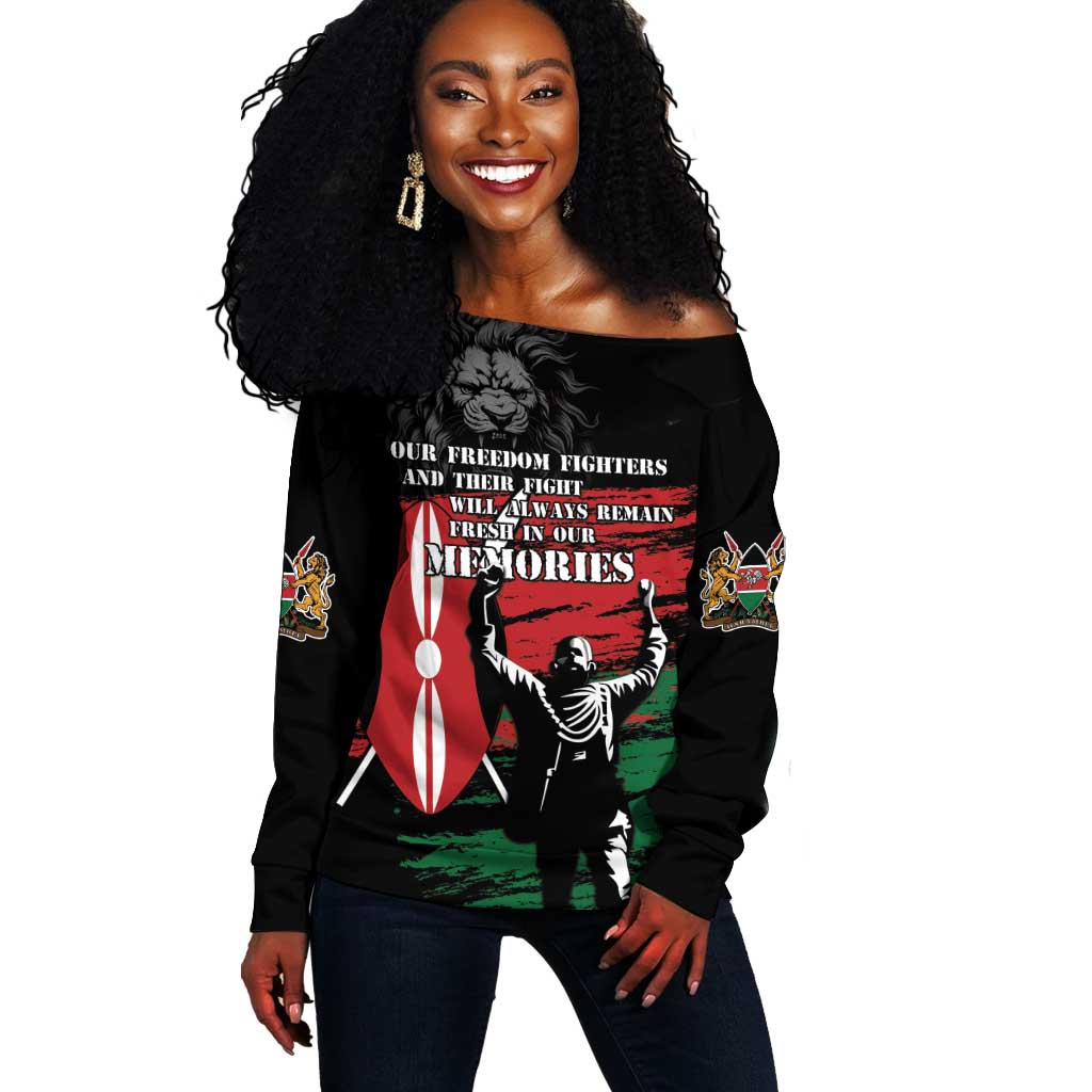 Happy Kenya Mashujaa Day Off Shoulder Sweater Honour Our Heroes, Heroines LT05