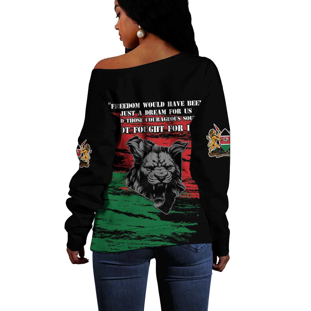 Happy Kenya Mashujaa Day Off Shoulder Sweater Honour Our Heroes, Heroines LT05