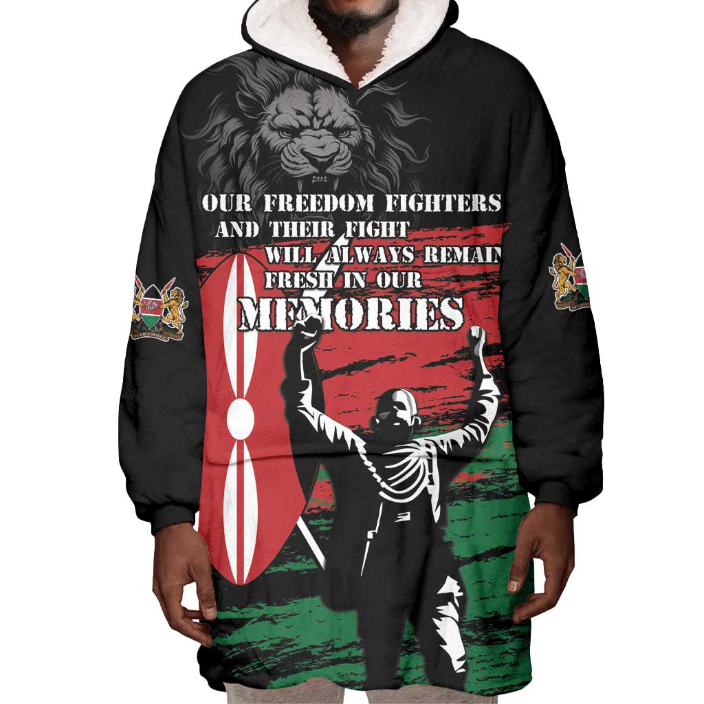 Happy Kenya Mashujaa Day Wearable Blanket Hoodie Honour Our Heroes, Heroines LT05