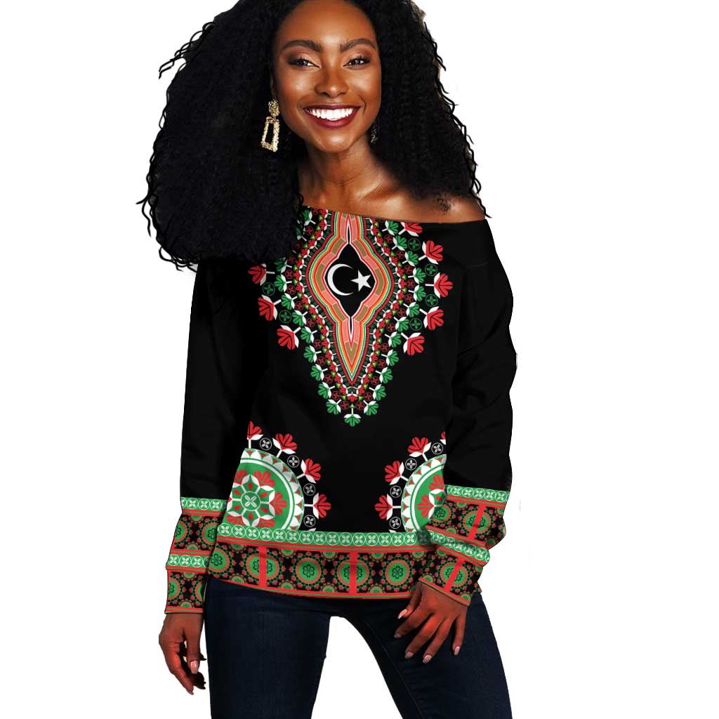 Libya Barbary Lion Off Shoulder Sweater Dashiki Simple Style LT05