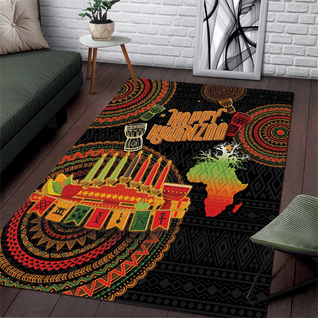 Kwanzaa Kinara Candles Area Rug African Tribal Pattern LT05