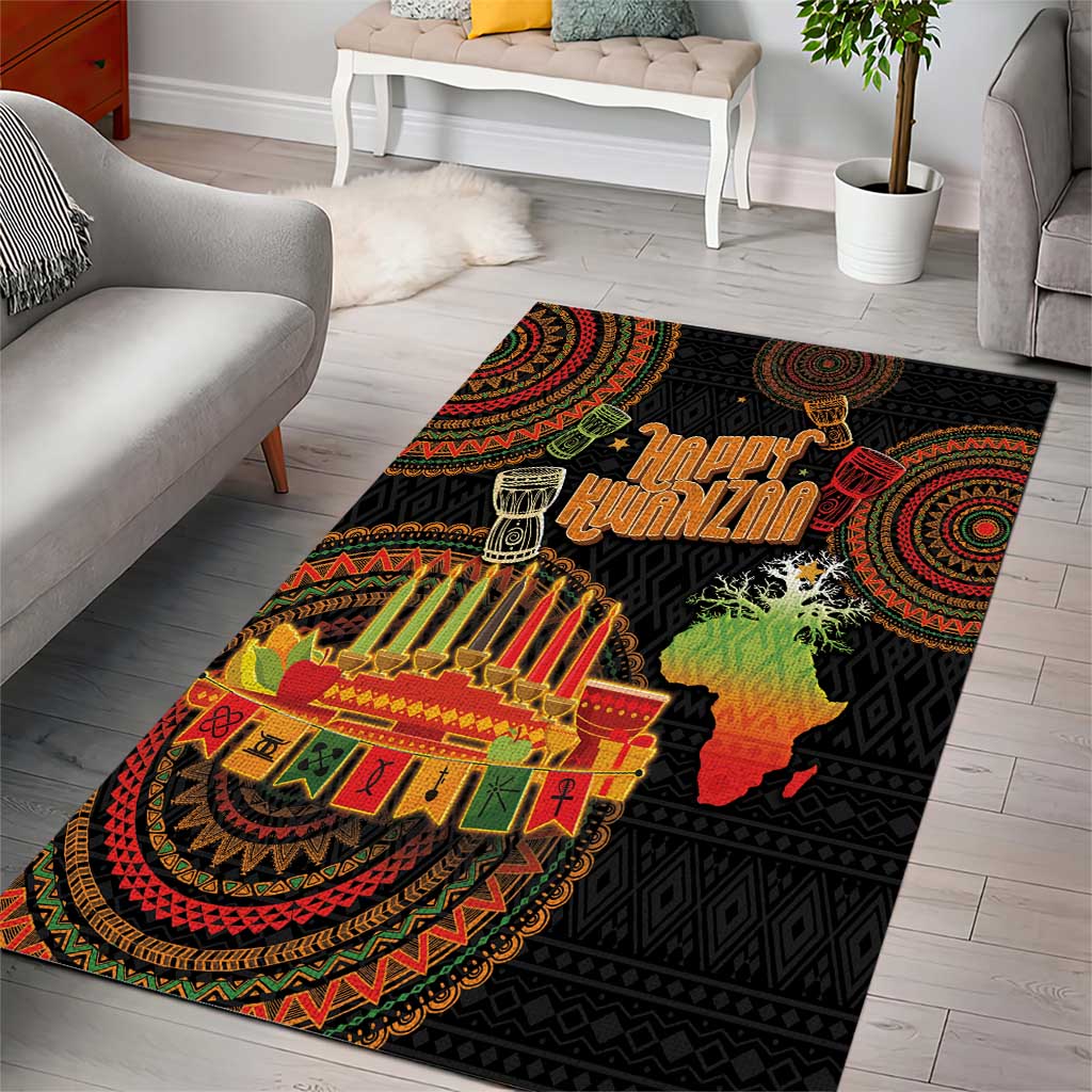 Kwanzaa Kinara Candles Area Rug African Tribal Pattern LT05