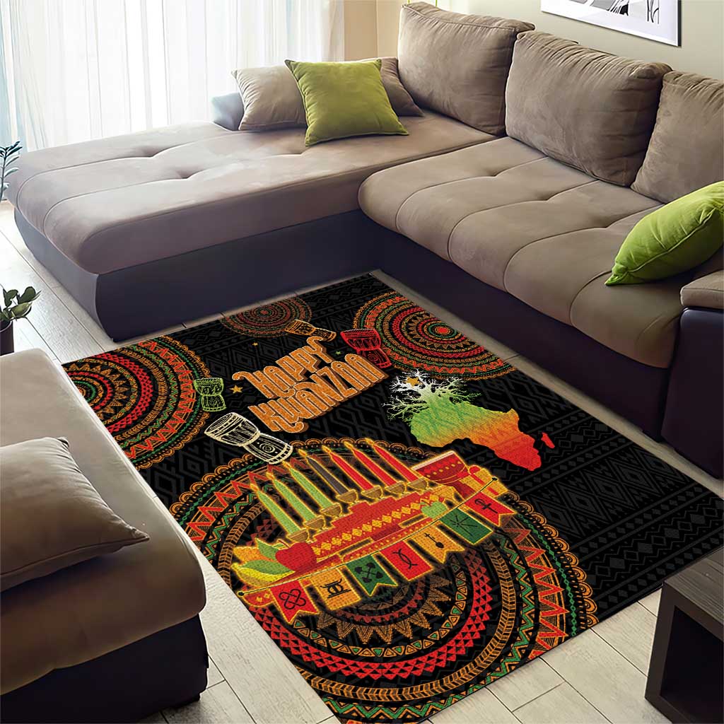 Kwanzaa Kinara Candles Area Rug African Tribal Pattern LT05