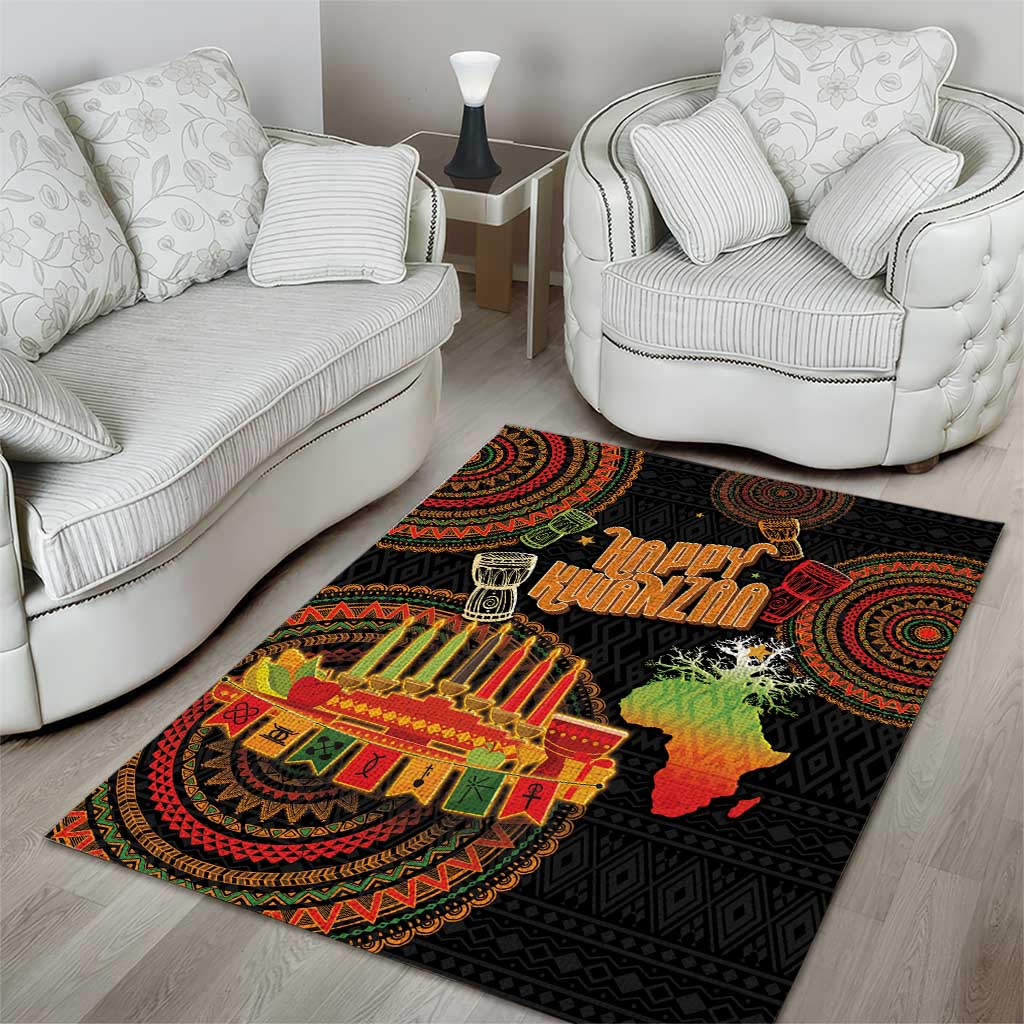 Kwanzaa Kinara Candles Area Rug African Tribal Pattern LT05
