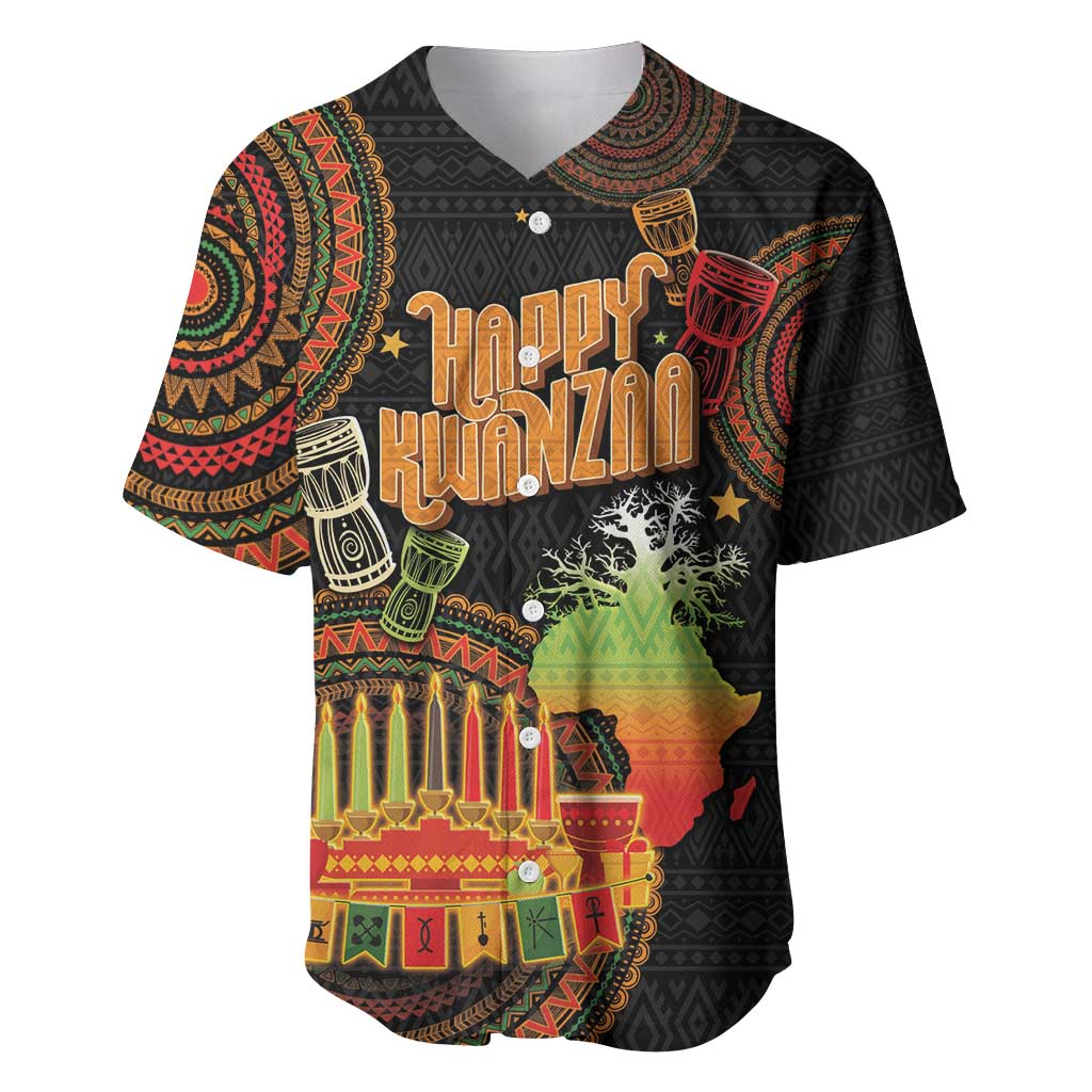 Kwanzaa Kinara Candles Baseball Jersey African Tribal Pattern LT05
