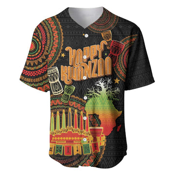 Kwanzaa Kinara Candles Baseball Jersey African Tribal Pattern LT05