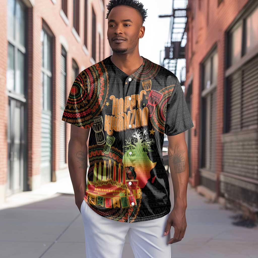 Kwanzaa Kinara Candles Baseball Jersey African Tribal Pattern LT05