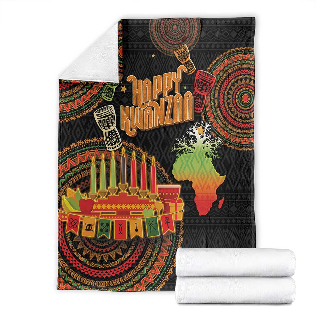 Kwanzaa Kinara Candles Blanket African Tribal Pattern LT05