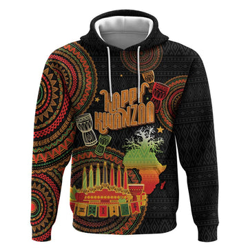 Kwanzaa Kinara Candles Hoodie African Tribal Pattern LT05