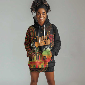 Kwanzaa Kinara Candles Hoodie Dress African Tribal Pattern LT05