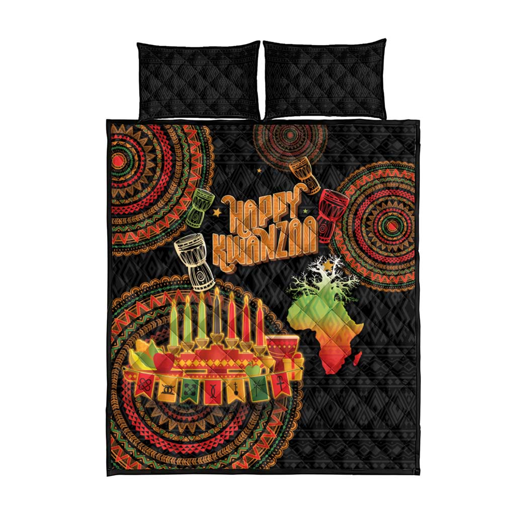 Kwanzaa Kinara Candles Quilt Bed Set African Tribal Pattern LT05