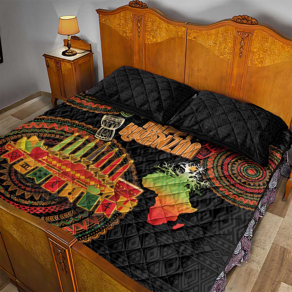 Kwanzaa Kinara Candles Quilt Bed Set African Tribal Pattern LT05