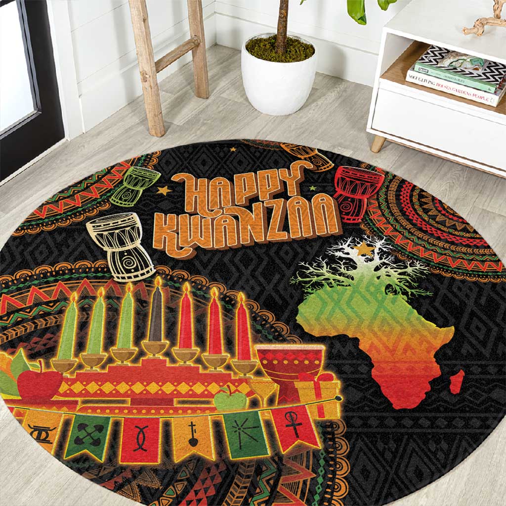 Kwanzaa Kinara Candles Round Carpet African Tribal Pattern LT05