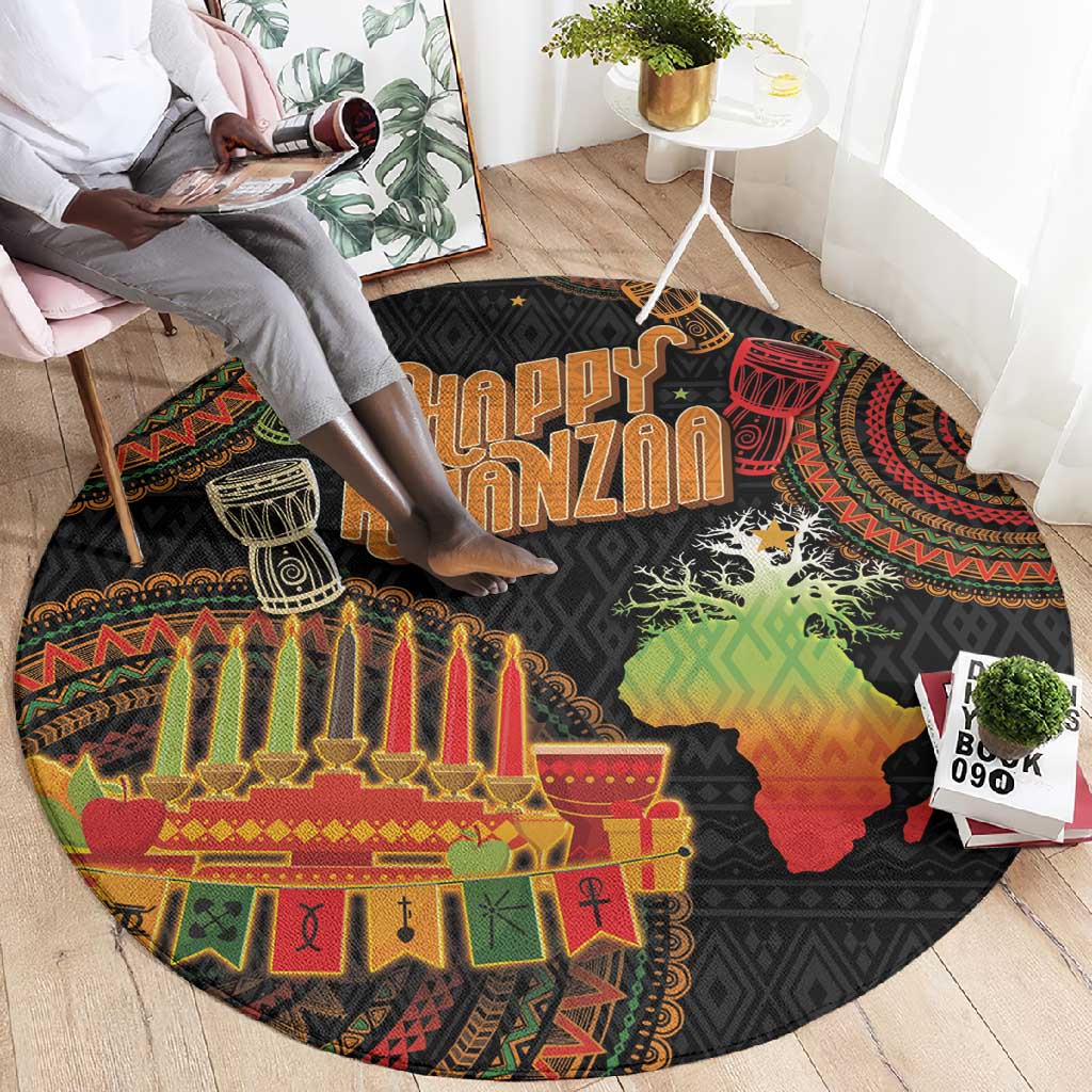 Kwanzaa Kinara Candles Round Carpet African Tribal Pattern LT05
