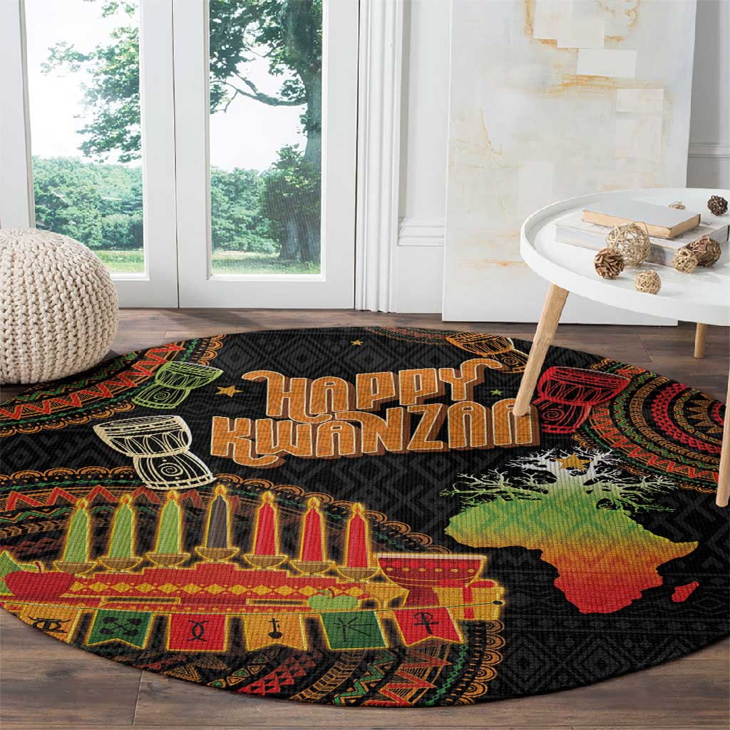 Kwanzaa Kinara Candles Round Carpet African Tribal Pattern LT05