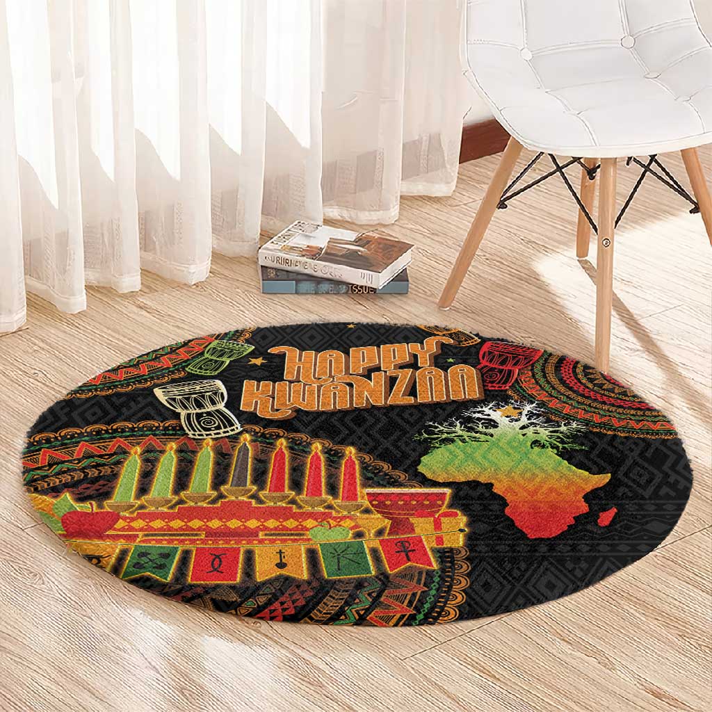 Kwanzaa Kinara Candles Round Carpet African Tribal Pattern LT05