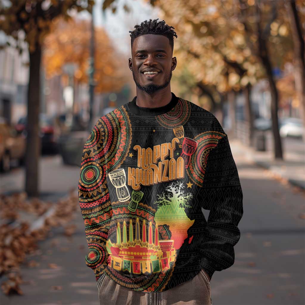 Kwanzaa Kinara Candles Sweatshirt African Tribal Pattern LT05