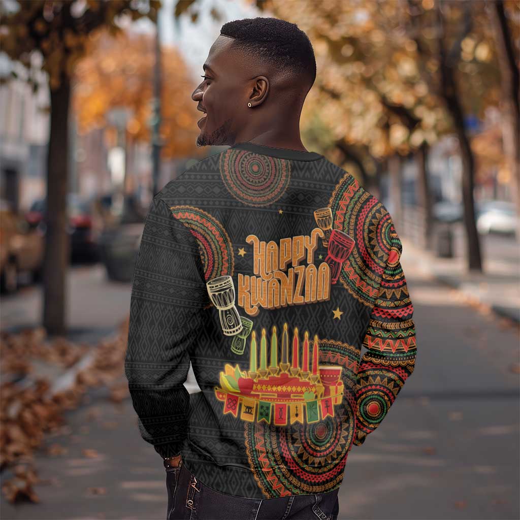 Kwanzaa Kinara Candles Sweatshirt African Tribal Pattern LT05
