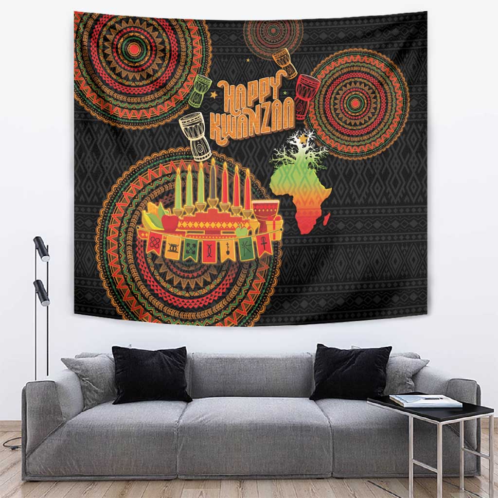Kwanzaa Kinara Candles Tapestry African Tribal Pattern LT05