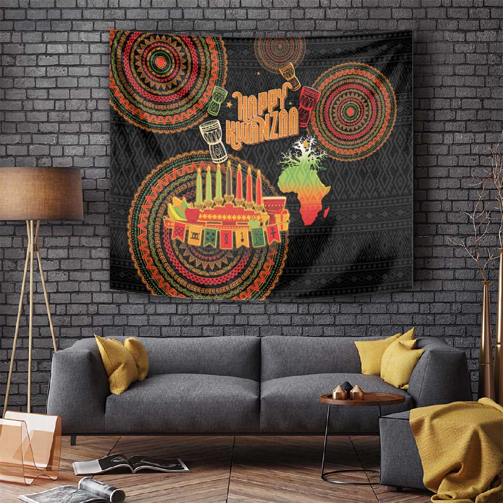 Kwanzaa Kinara Candles Tapestry African Tribal Pattern LT05