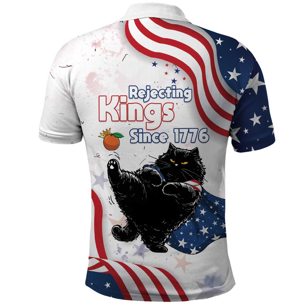 Funny Cat No Kings Polo Shirt Rejecting Kings Since 1776 LT05