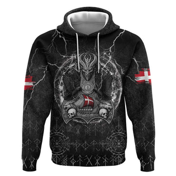 Personalized Denmark Viking Hoodie Odin's Raven Legacy LT05