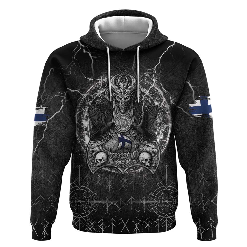 Personalized Finland Viking Hoodie Odin's Raven Legacy LT05