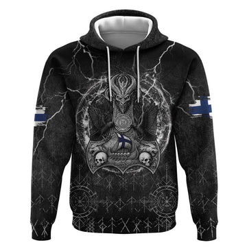 Personalized Finland Viking Hoodie Odin's Raven Legacy LT05