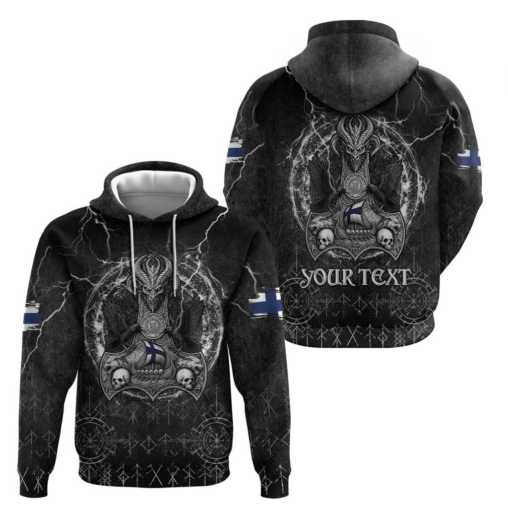 Personalized Finland Viking Hoodie Odin's Raven Legacy LT05