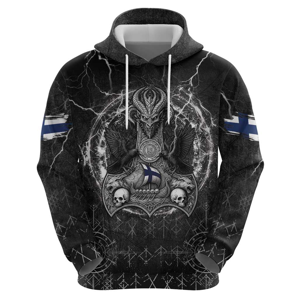 Personalized Finland Viking Hoodie Odin's Raven Legacy LT05