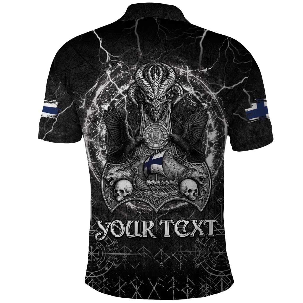 Personalized Finland Viking Polo Shirt Odin's Raven Legacy LT05