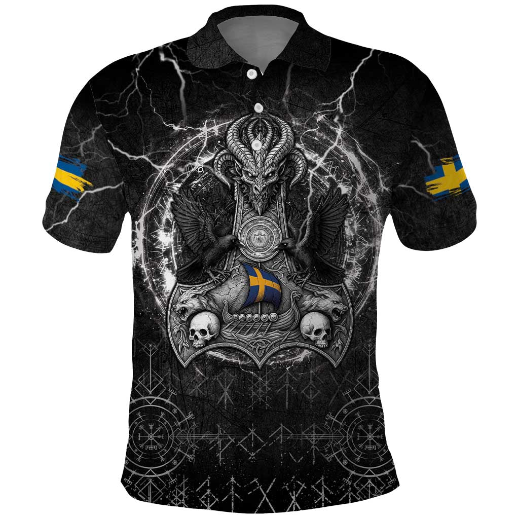 Personalized Sweden Viking Polo Shirt Odin's Raven Legacy LT05