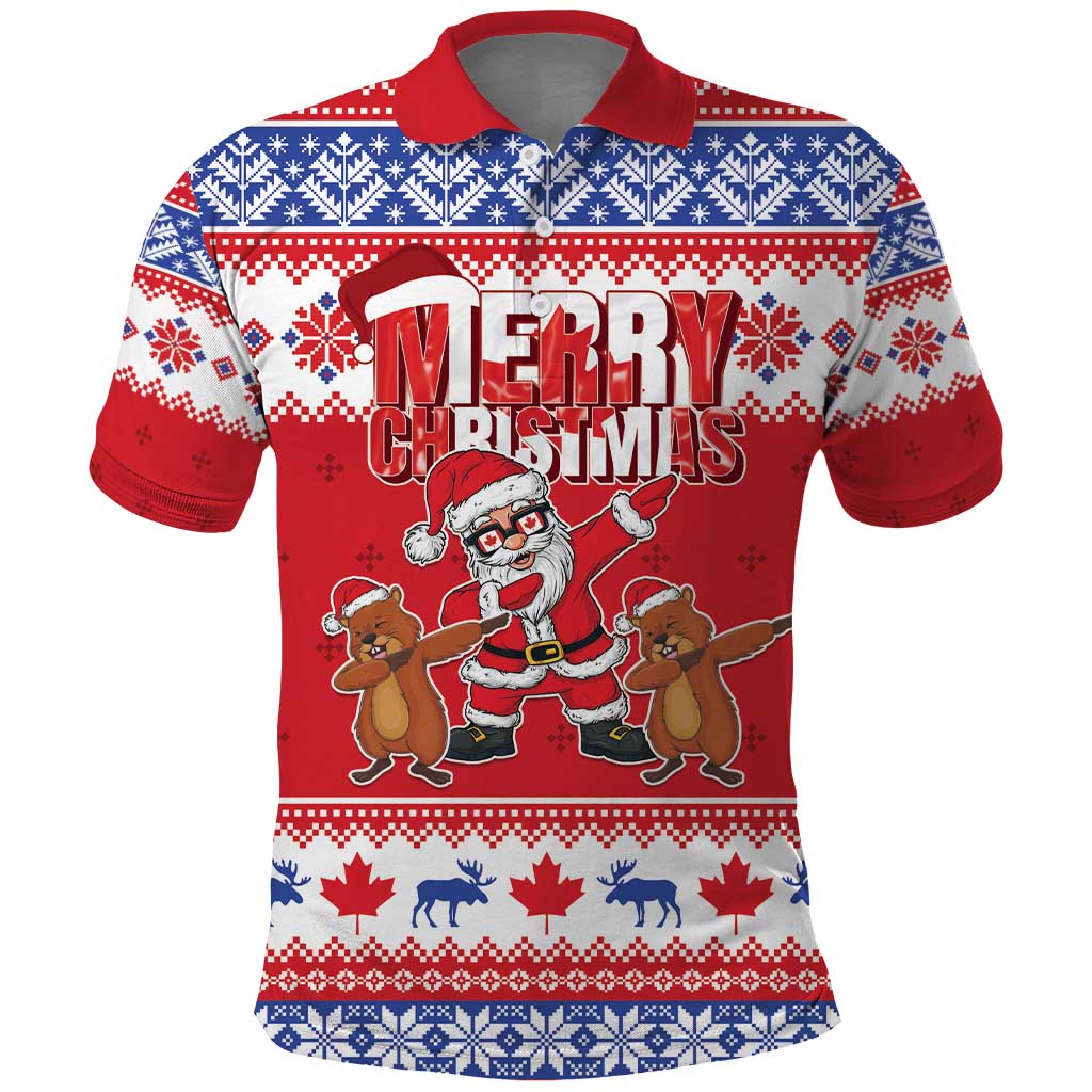 Canada Christmas Polo Shirt Dabbing Santa Groundhog Funny Style LT05