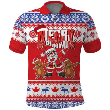 Canada Christmas Polo Shirt Dabbing Santa Groundhog Funny Style LT05