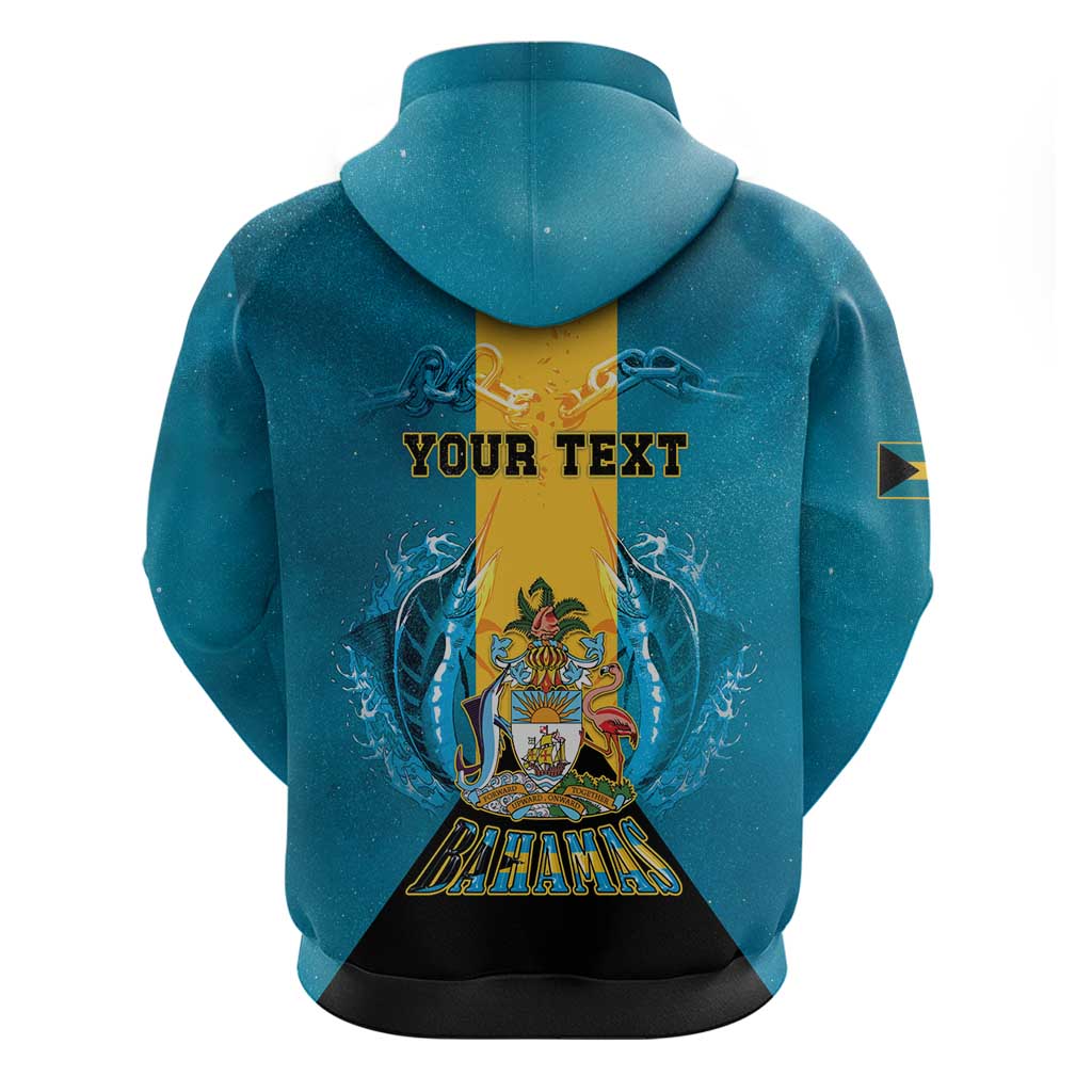 Personalized Bahamas Emancipation Day Hoodie Blue Marlin With Coat Of Arms LT05