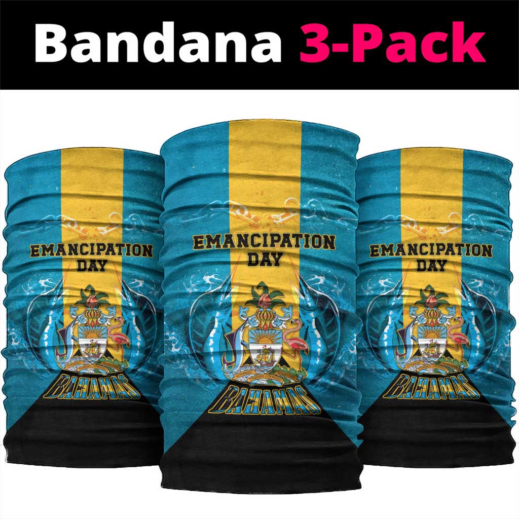 Bahamas Emancipation Day Neck Gaiter Blue Marlin With Coat Of Arms LT05