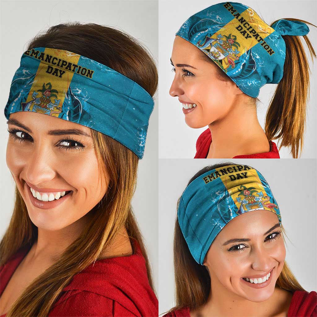 Bahamas Emancipation Day Neck Gaiter Blue Marlin With Coat Of Arms LT05