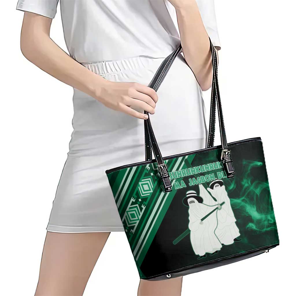 Nigeria Yoruba Festival Leather Tote Bag Eko Spirit Eyo Masquerade LT05