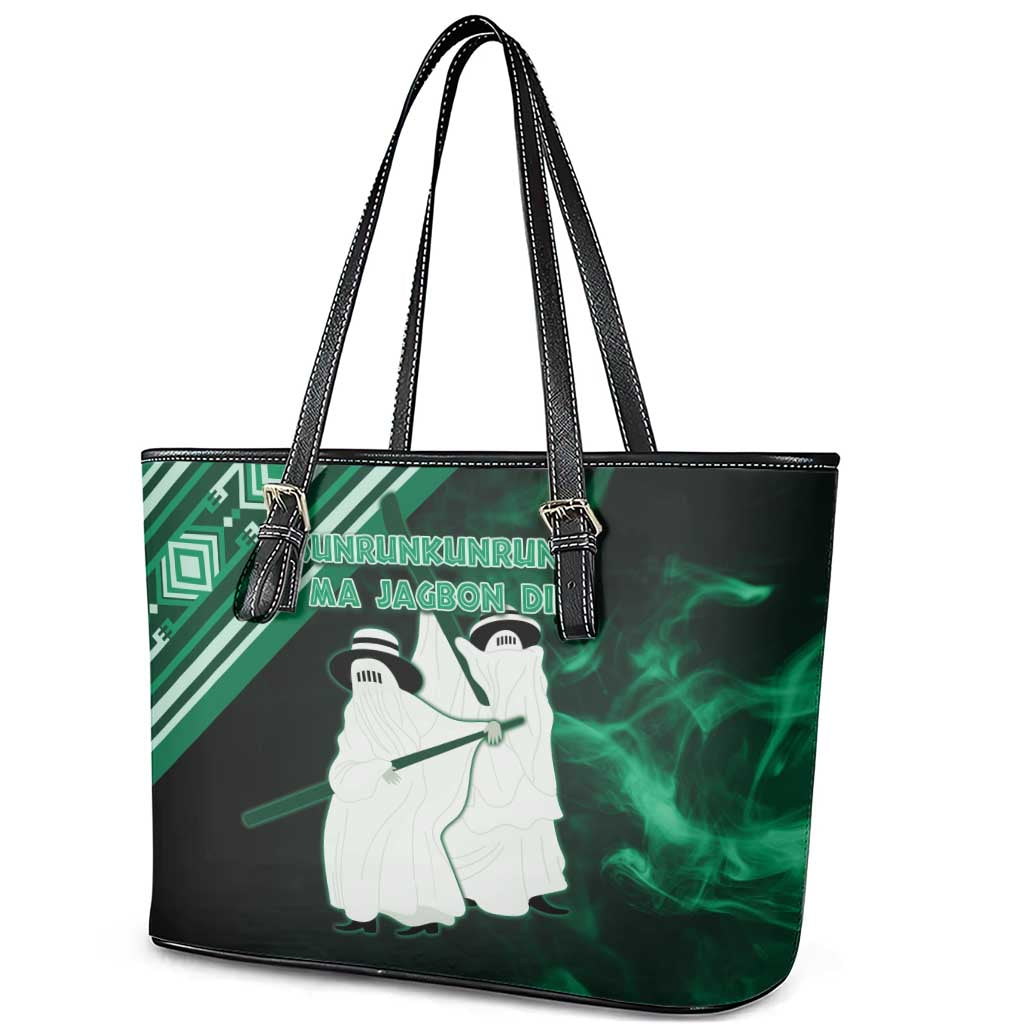 Nigeria Yoruba Festival Leather Tote Bag Eko Spirit Eyo Masquerade LT05
