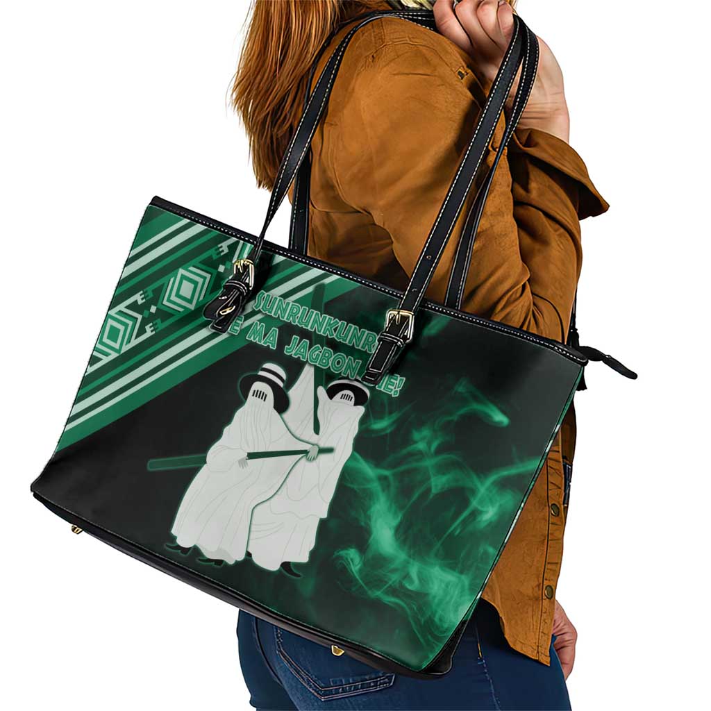 Nigeria Yoruba Festival Leather Tote Bag Eko Spirit Eyo Masquerade LT05