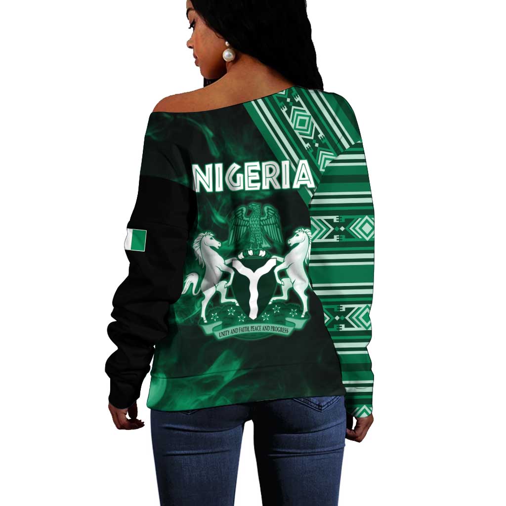 Nigeria Yoruba Festival Off Shoulder Sweater Eko Spirit Eyo Masquerade LT05