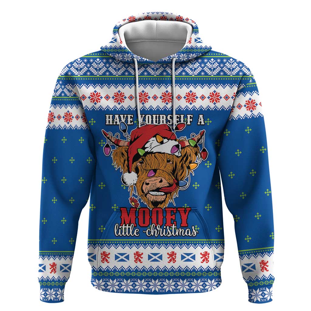 Scotland Christmas Hoodie Mooey Xmas Highland Cow LT05