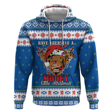 Scotland Christmas Hoodie Mooey Xmas Highland Cow LT05