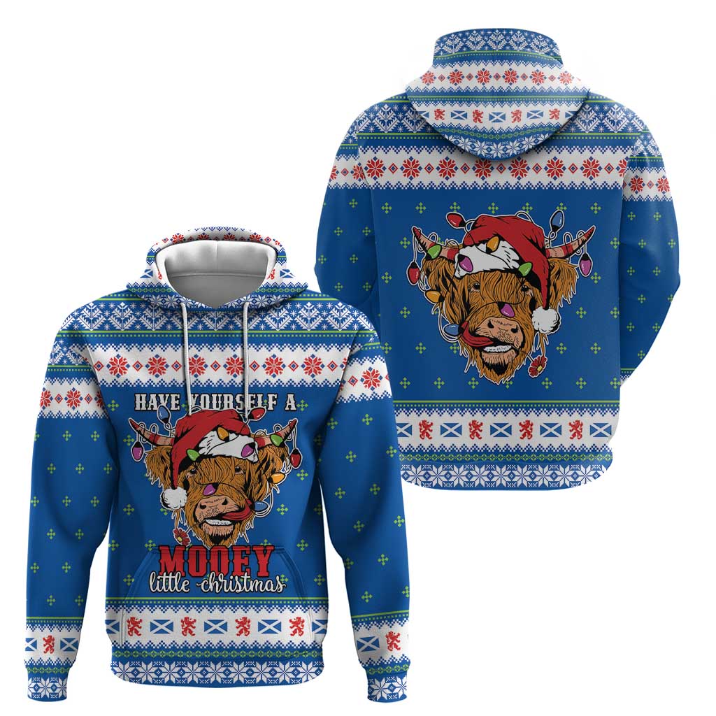 Scotland Christmas Hoodie Mooey Xmas Highland Cow LT05