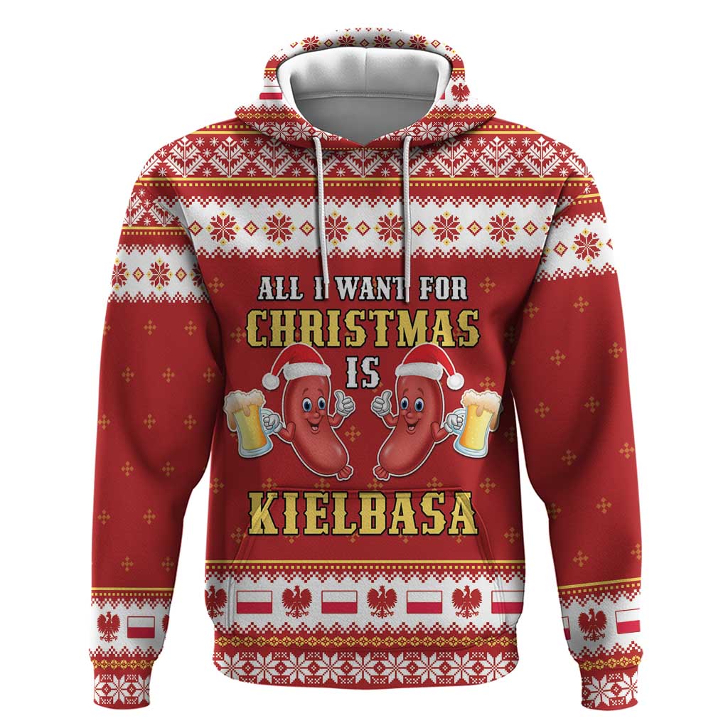 Poland Christmas Hoodie All I Want For Xmas Is Kielbasa LT05