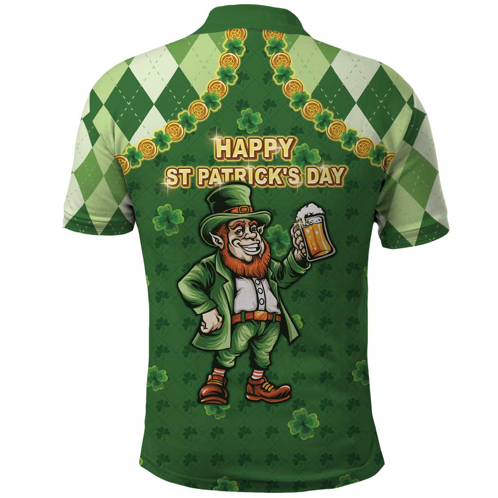 Happy St Patrick's Day Polo Shirt Leprechaun With Beer LT05