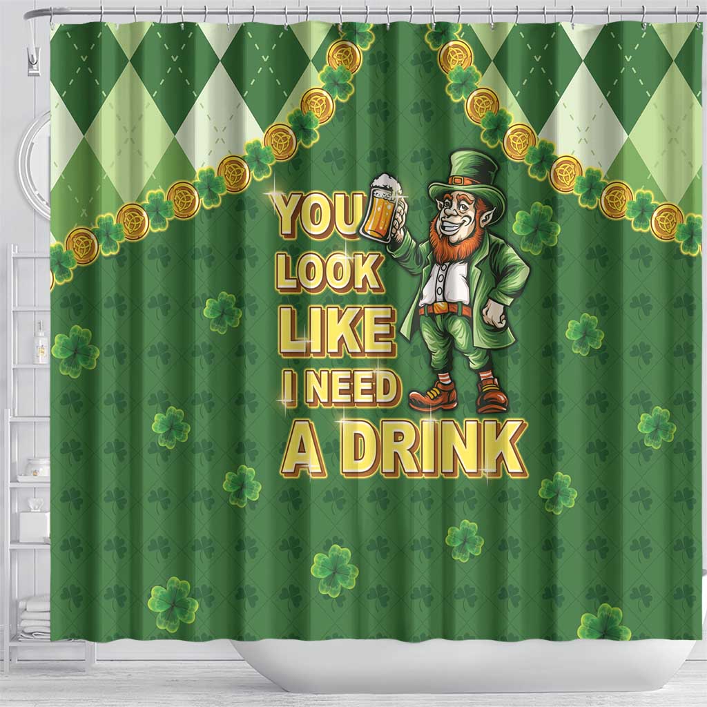 Happy St Patrick's Day Shower Curtain Leprechaun With Beer LT05