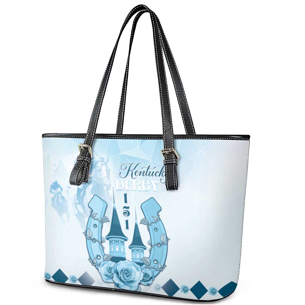 Kentucky Horse Racing Leather Tote Bag 151st Anniversary Blue Version LT05