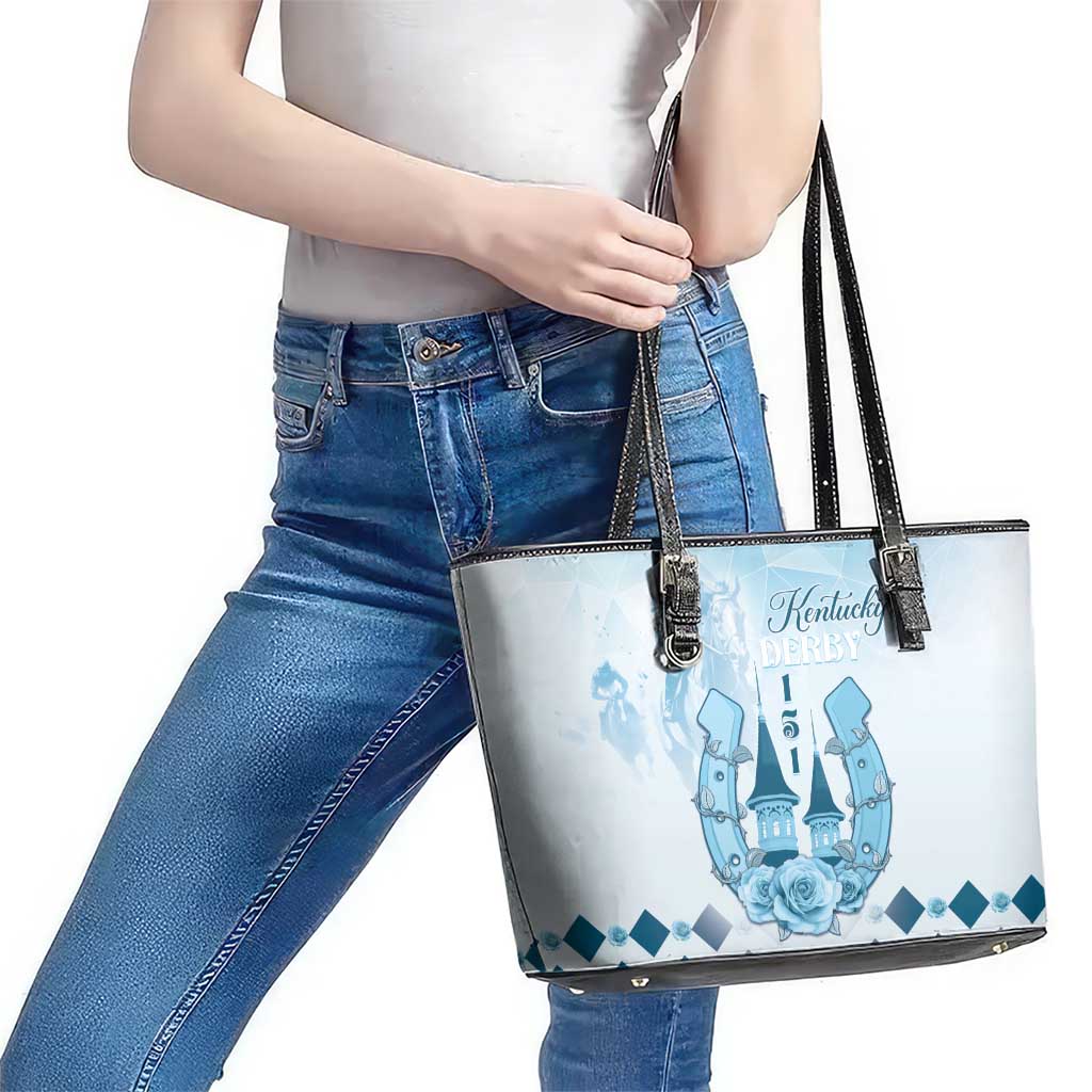 Kentucky Horse Racing Leather Tote Bag 151st Anniversary Blue Version LT05
