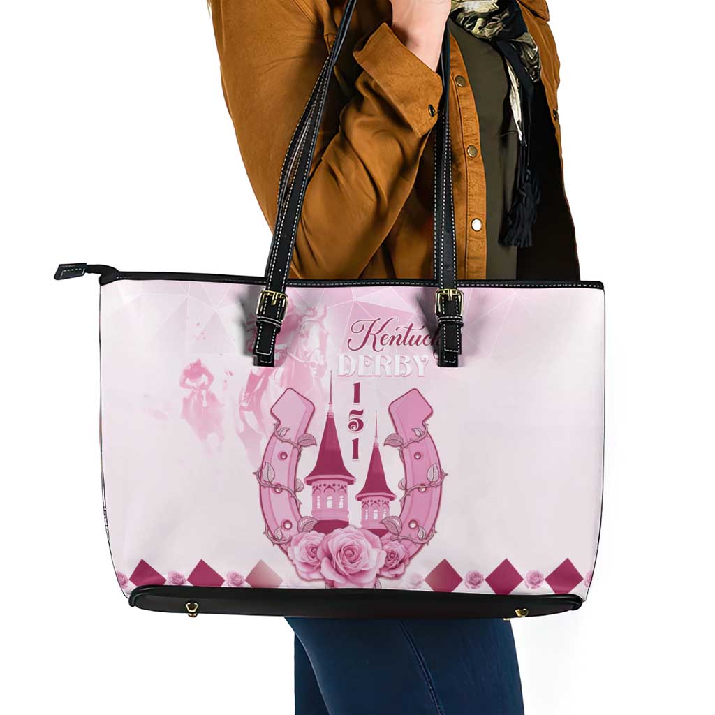 Kentucky Horse Racing Leather Tote Bag 151st Anniversary Pink Version LT05